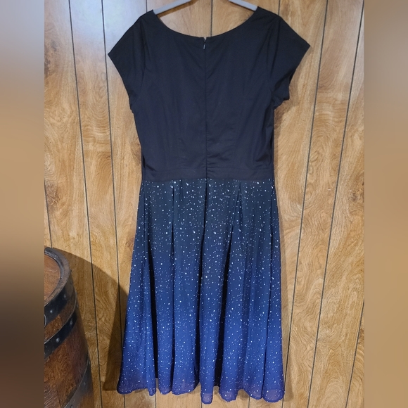 eShakti Star print button front mixed media dress - custom styling - Picture 3 of 8